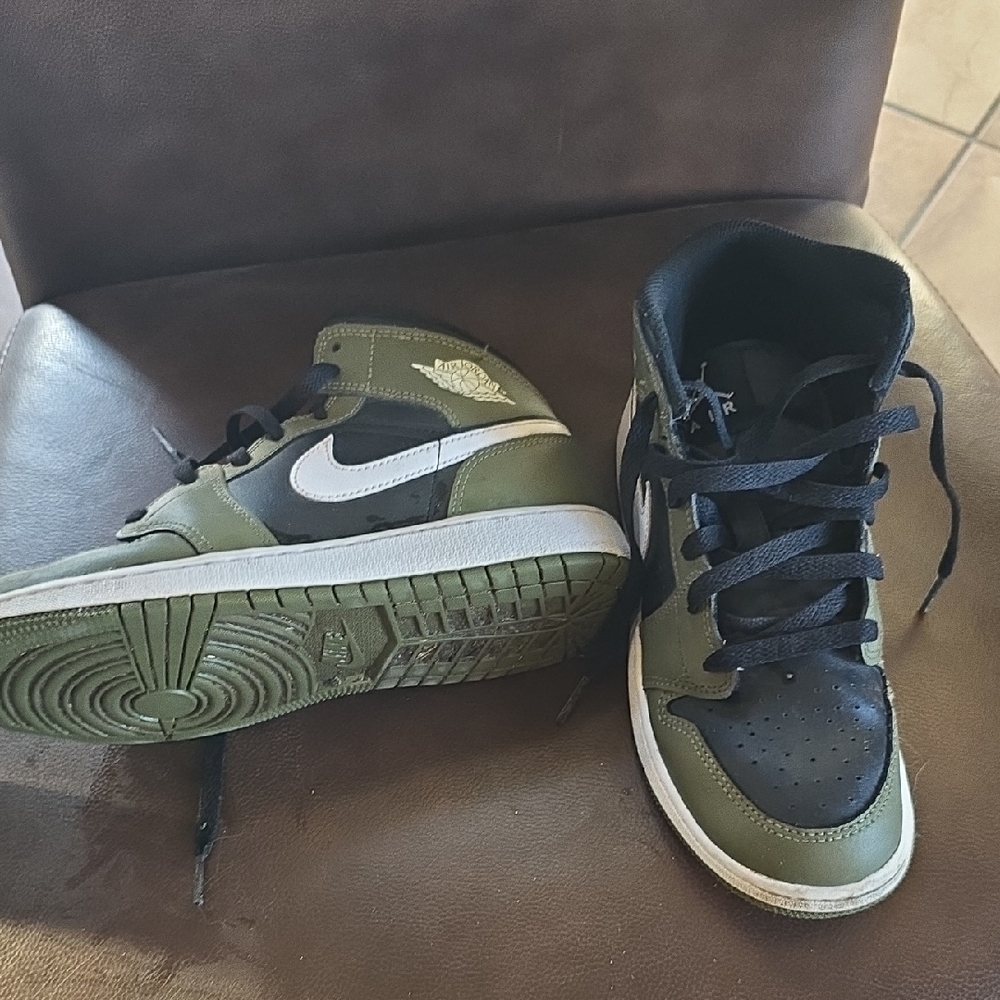 Nike Air Jordan High Top Sneakers - Olive Green & Black